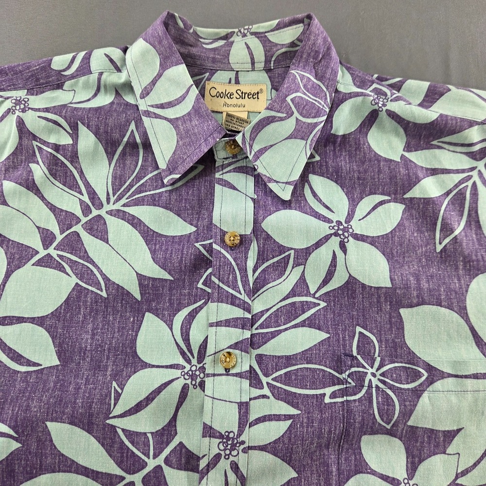 Cooke Street Mens 2XL Honolulu Blue Hawaiian Button Down Shirt